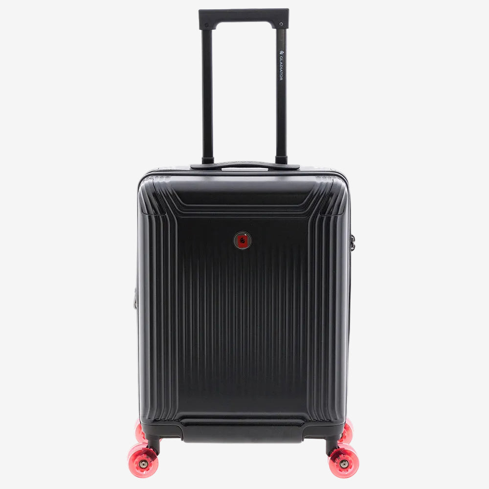 Maleta cabina Luma Lite Gladiator en policarbonato negro metalizado, vista frontal