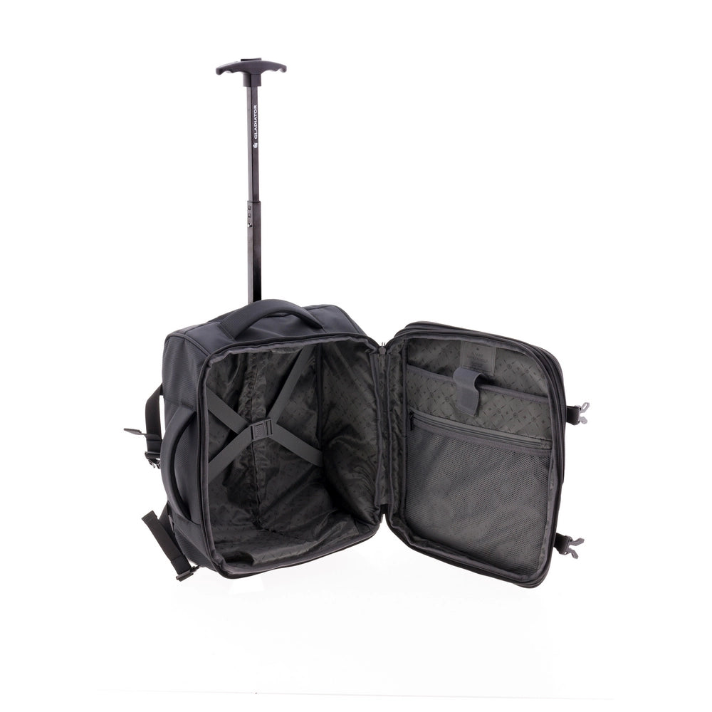 Interior organizado de la maleta mochila Loop con gomas y bolsillos