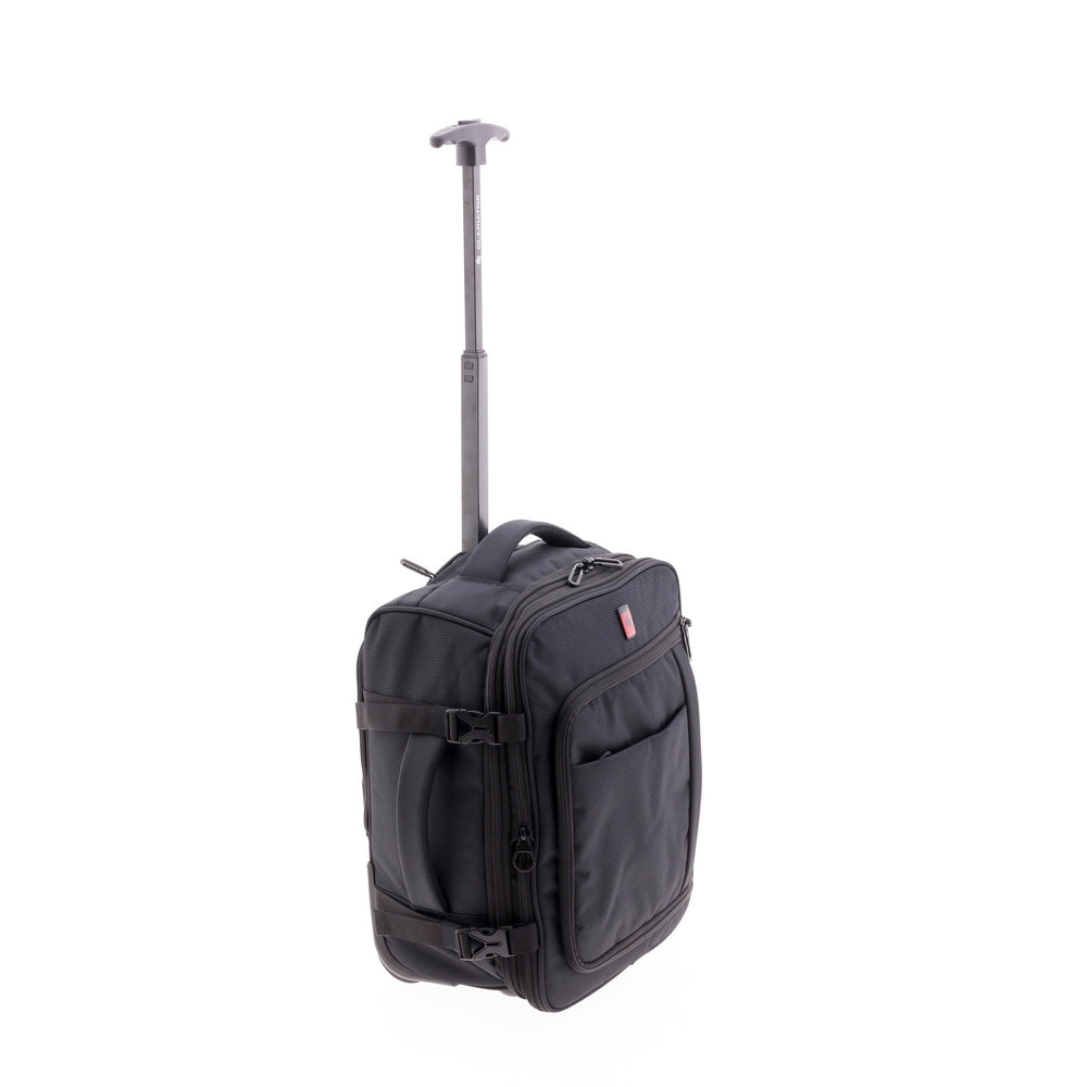Vista lateral izquierda de la maleta mochila Loop en negro