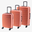 Juego de 3 maletas rígidas Splash de John Travel en color naranja, polipropileno con 4 ruedas dobles